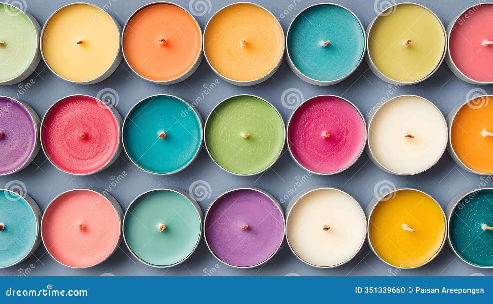 a vibrant display of colorful candles tropically arranged evoking serenity and warmth all around