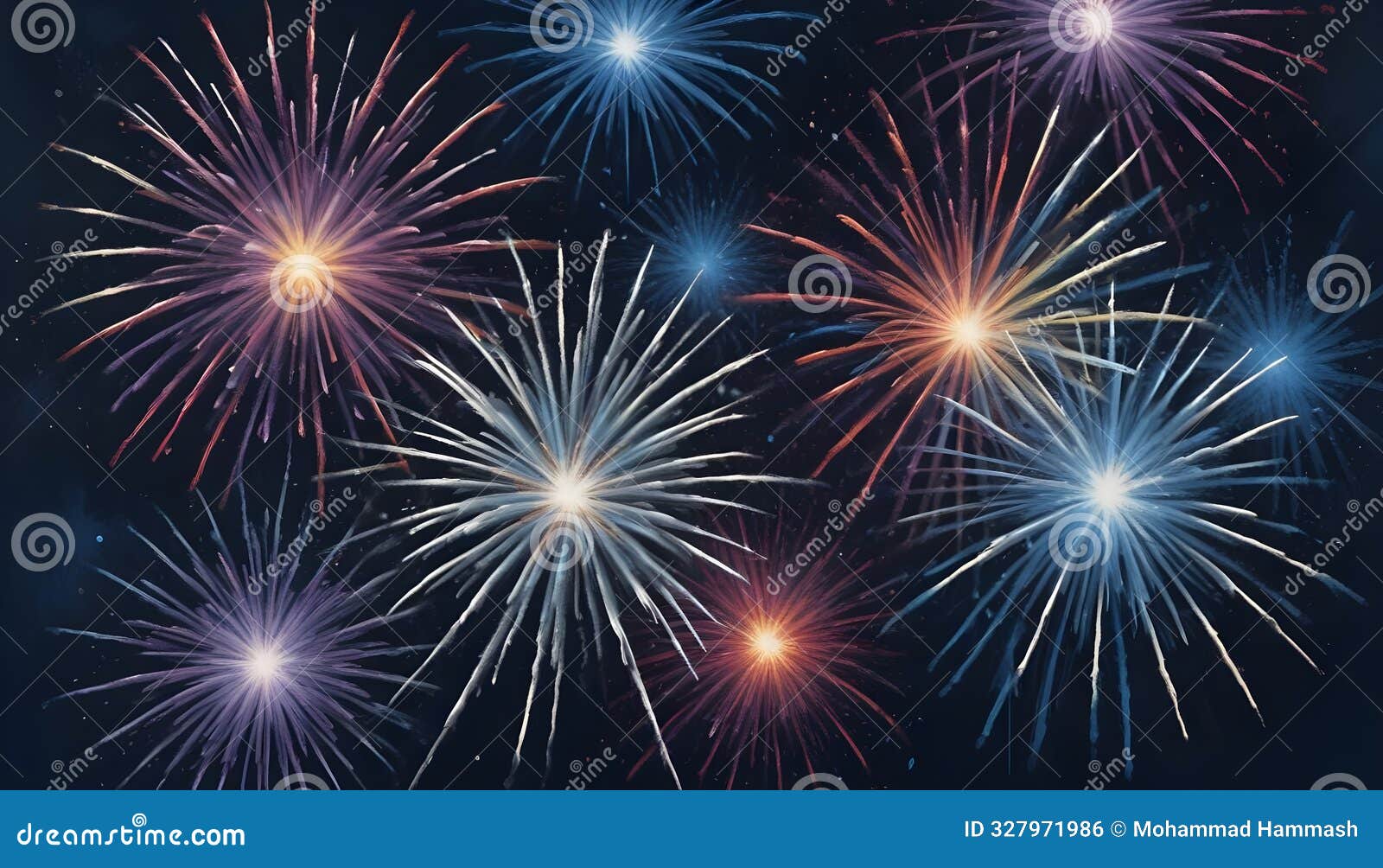 a vibrant display of fireworks bursting in the night sky with a variety of colors.