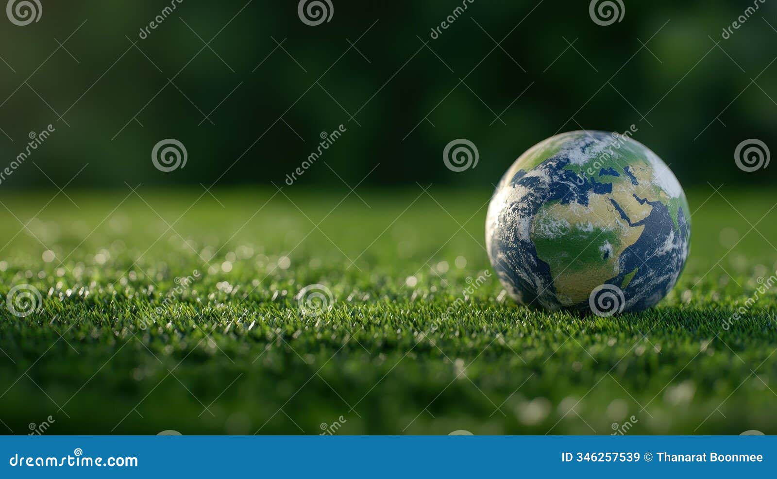 a vibrant earth globe rests on lush green grass, izing nature conservation and our planets significance