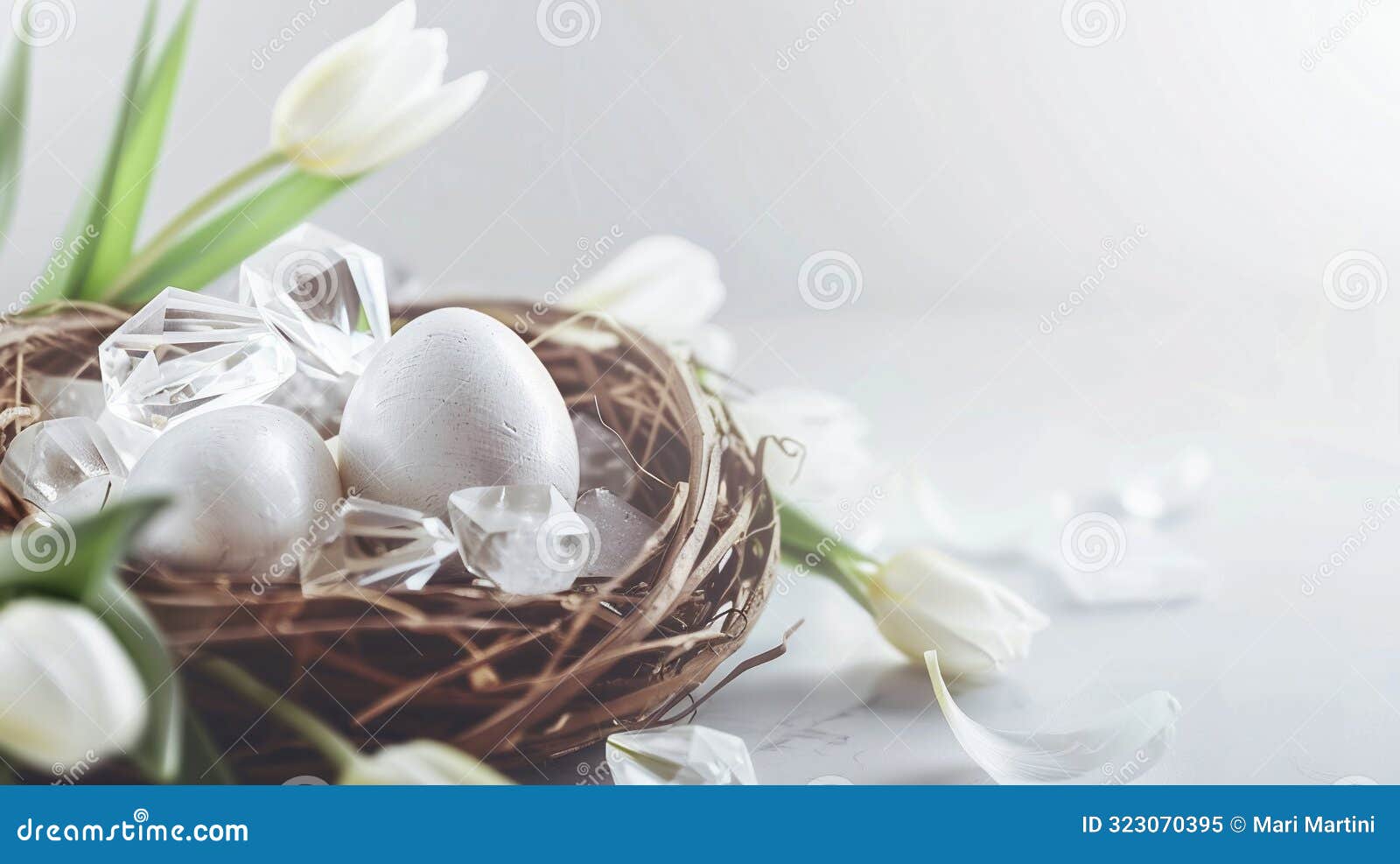 the vibrant easter background with colorful eggs and springtime floral s.