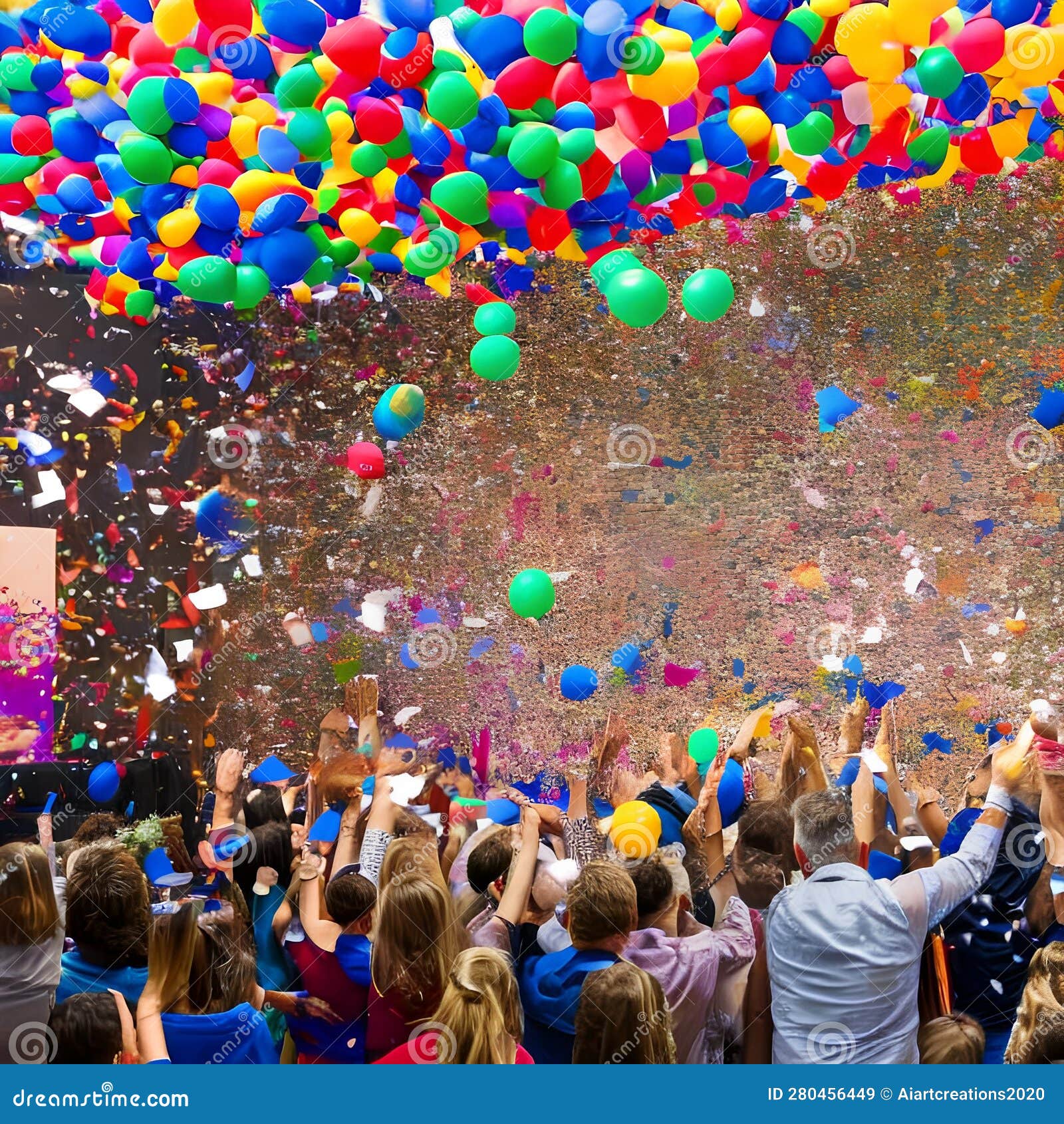 a vibrant explosion of confetti and balloons, creating a festive and joyful atmosphere5, generative ai
