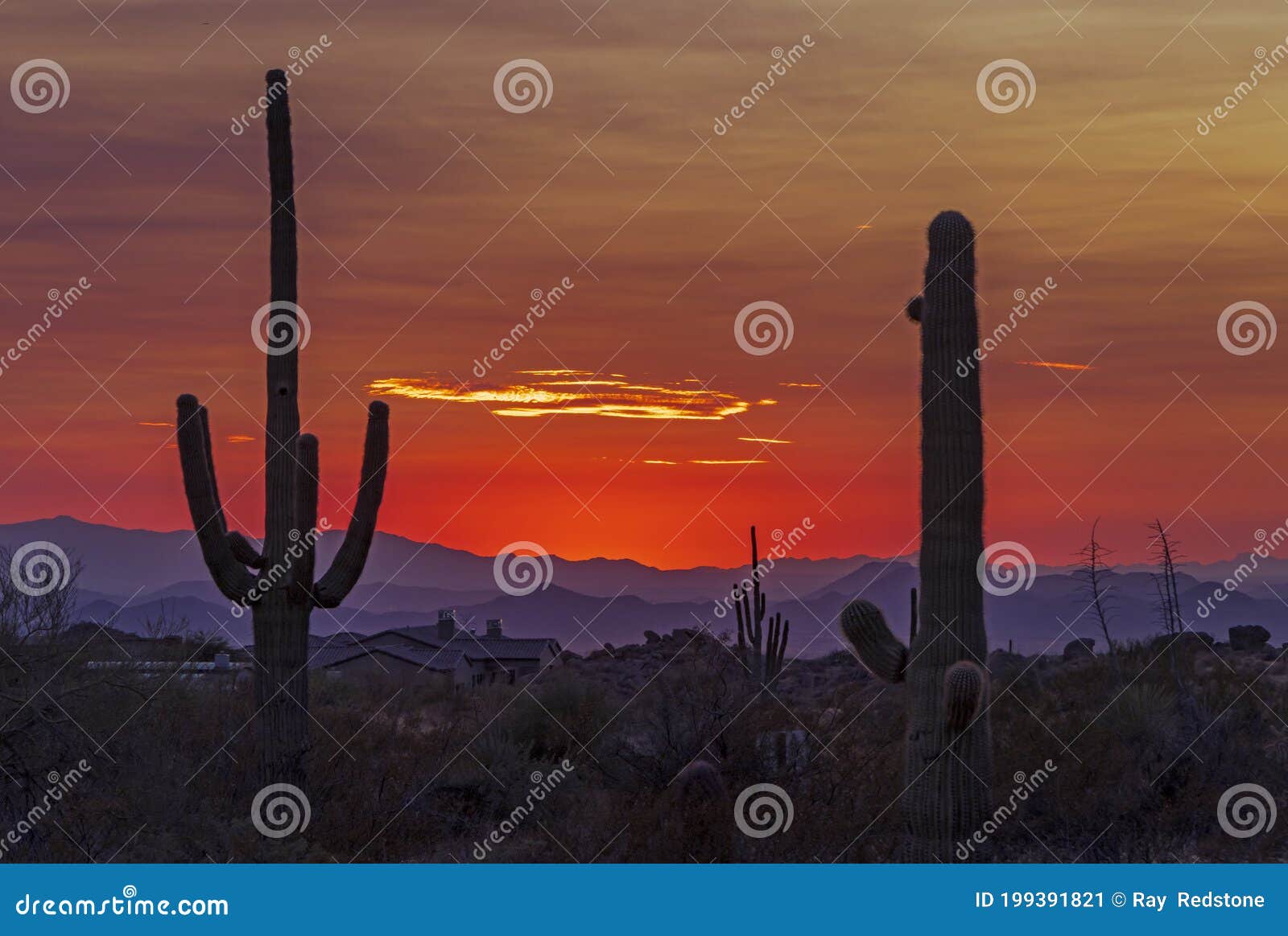 Vibrant & Fiery Orange Desert Sunset Skies Near Phoenix, AZ Stock Image ...
