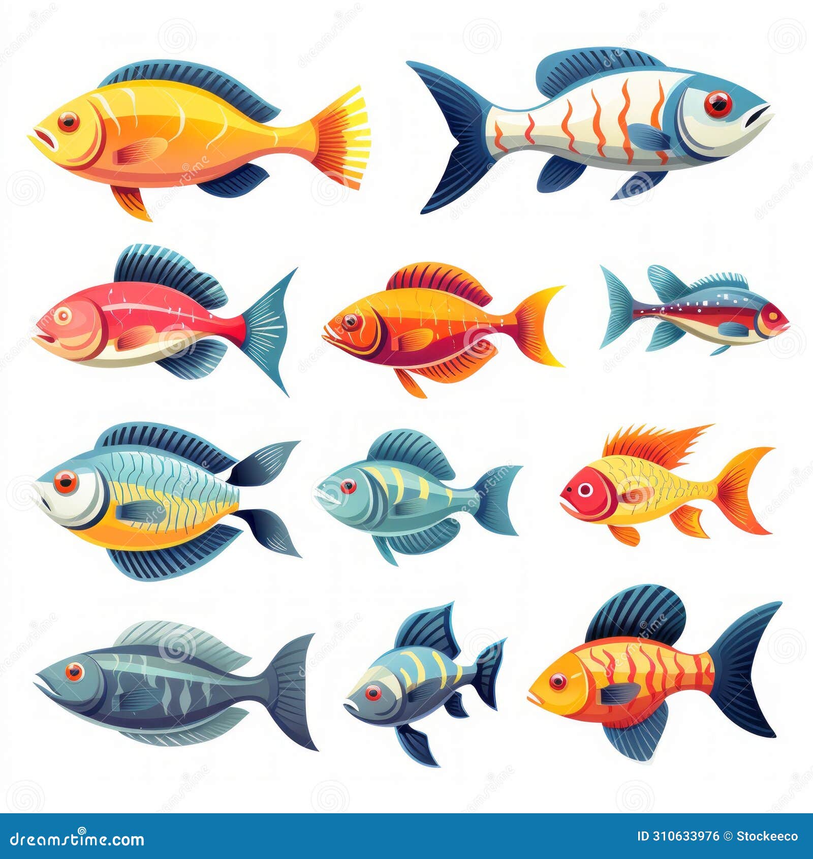 vibrant fish logos collection with bold color experimentation