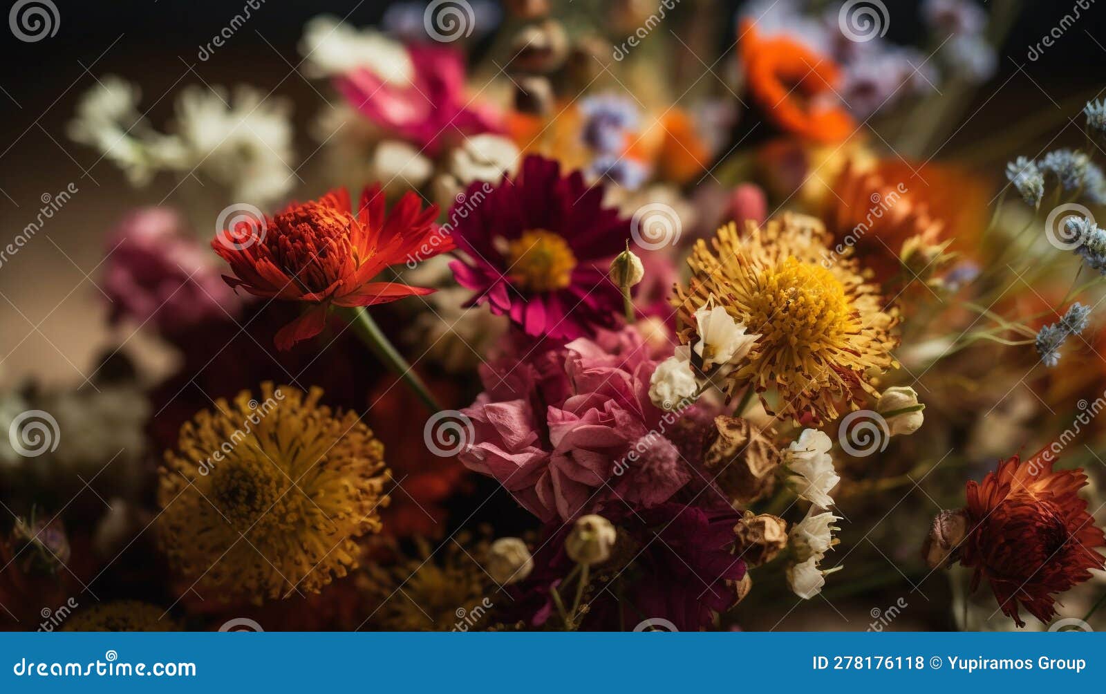 Vibrant Flowers Bloom, Adding Beauty To Nature Generated by AI Stock