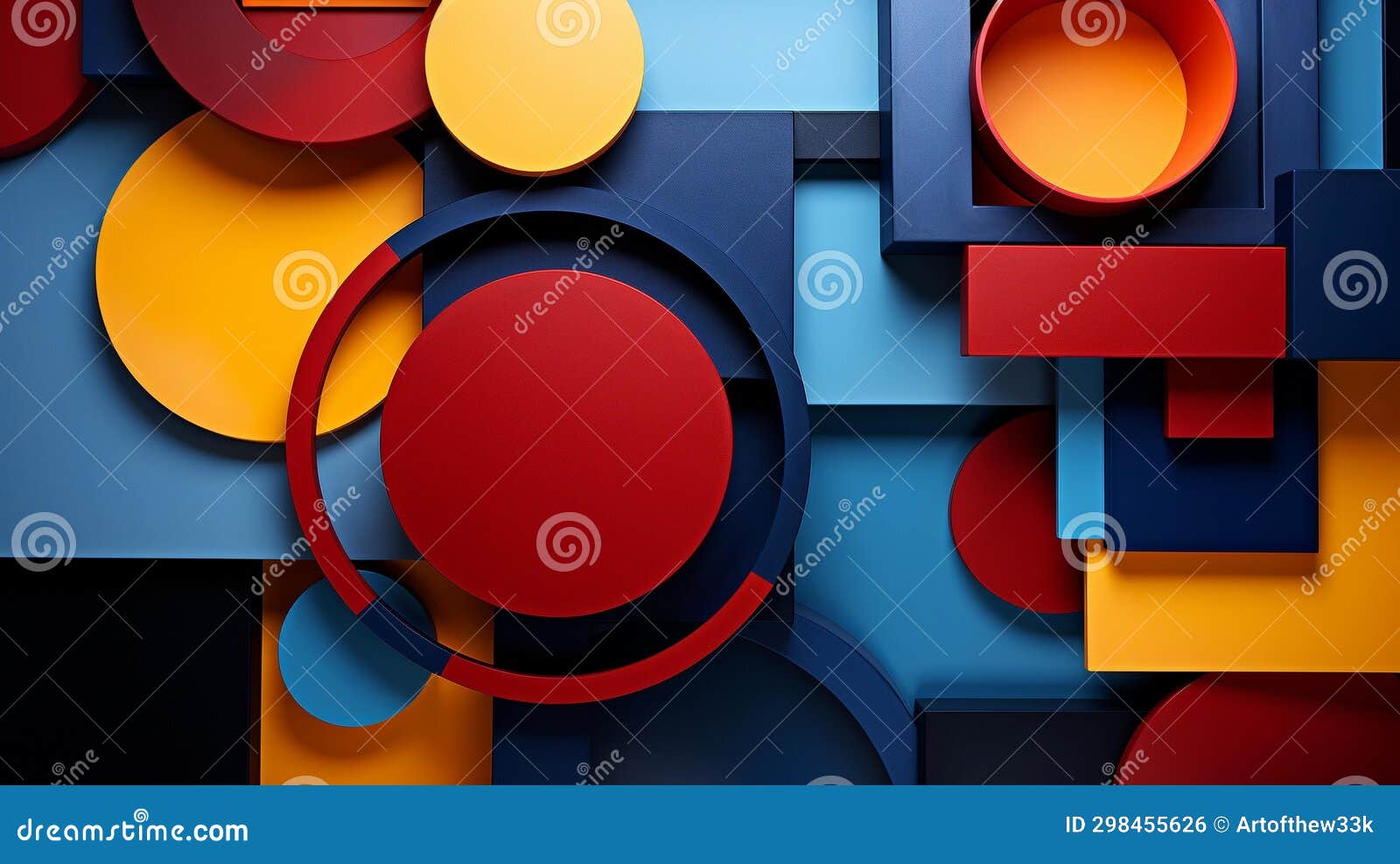 vibrant geometric abstraction on matte black: bold colors, intricate details