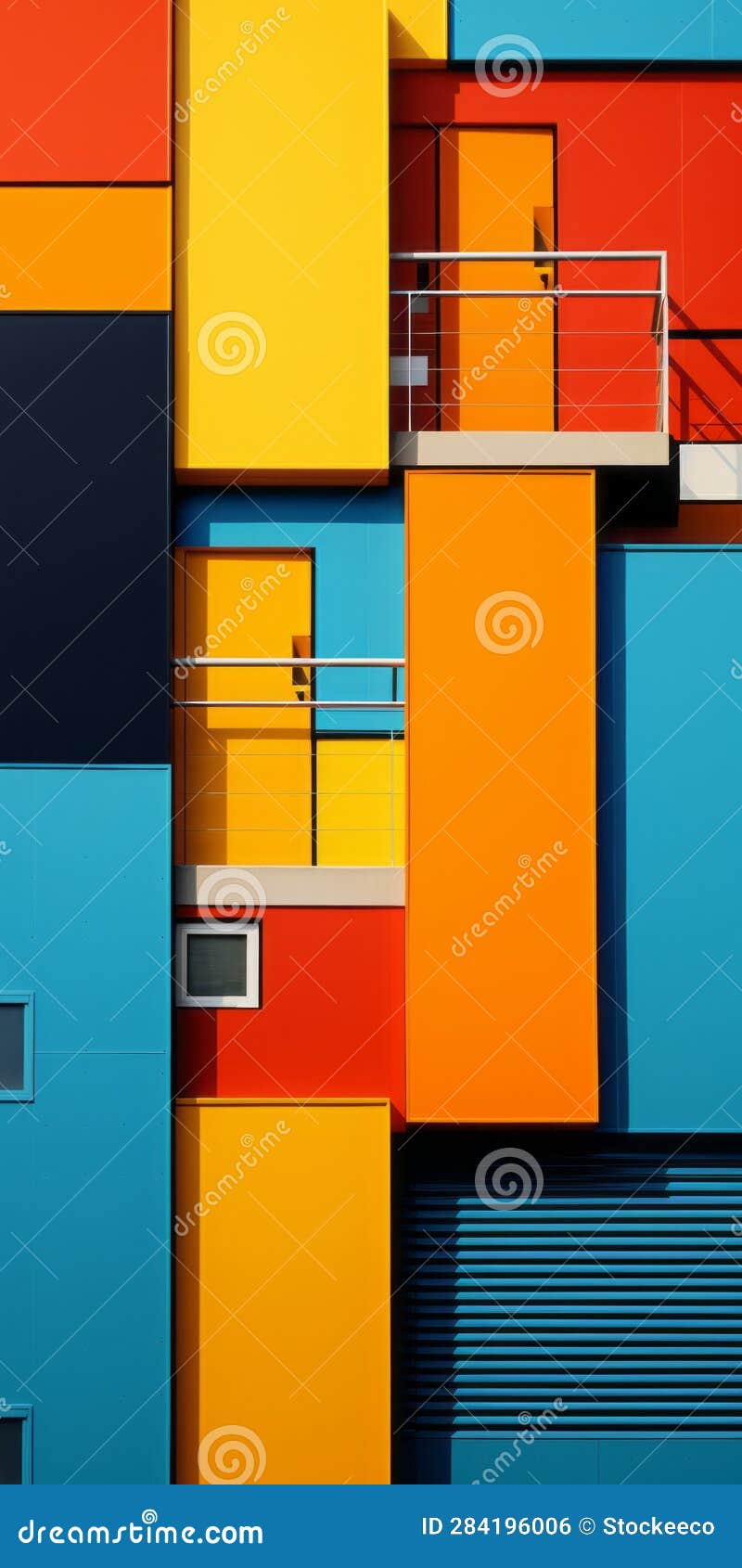 vibrant geometric abstractions: playful abstracts of bright colored building facades