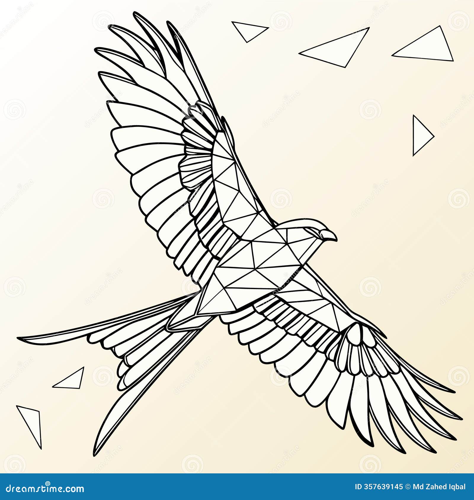 geometric style  of a bird in flight