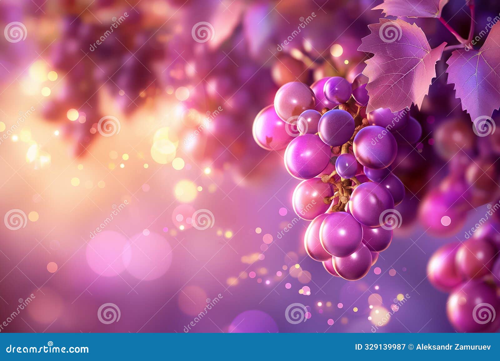 vibrant grapes hanging on the vine surrounded by a magical bokeh background creating an enchanting atmosphere and scene