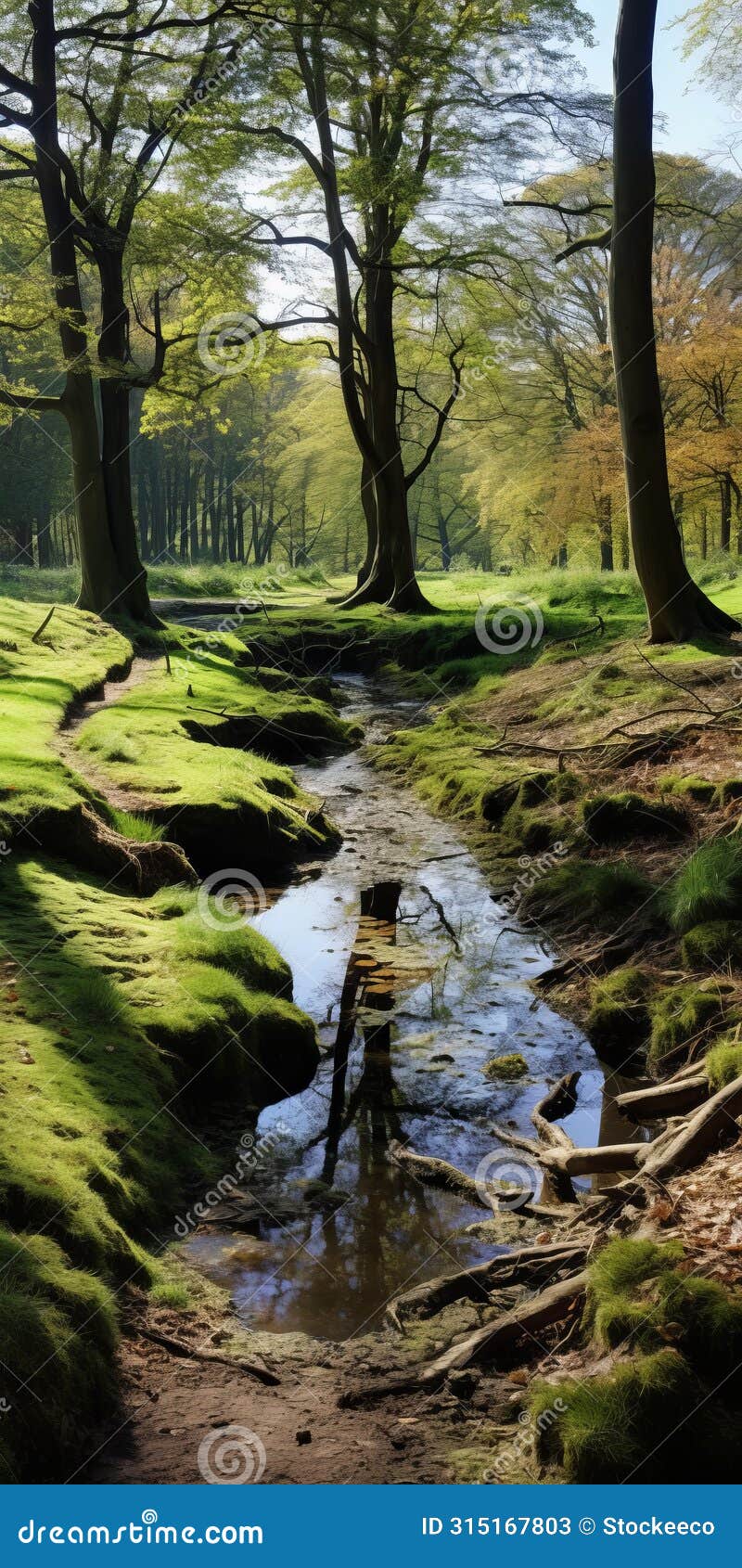 vibrant grassland creek: atmospheric woodland imagery in uhd