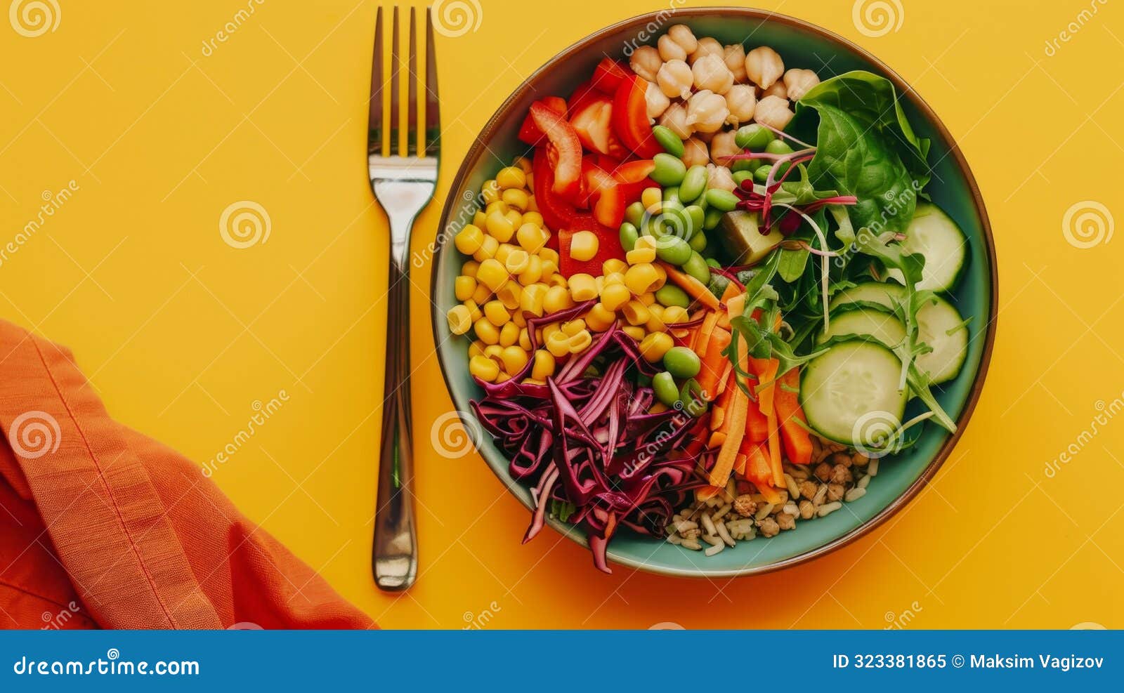 colorful vegetable bowl with chickpeas, generative ai