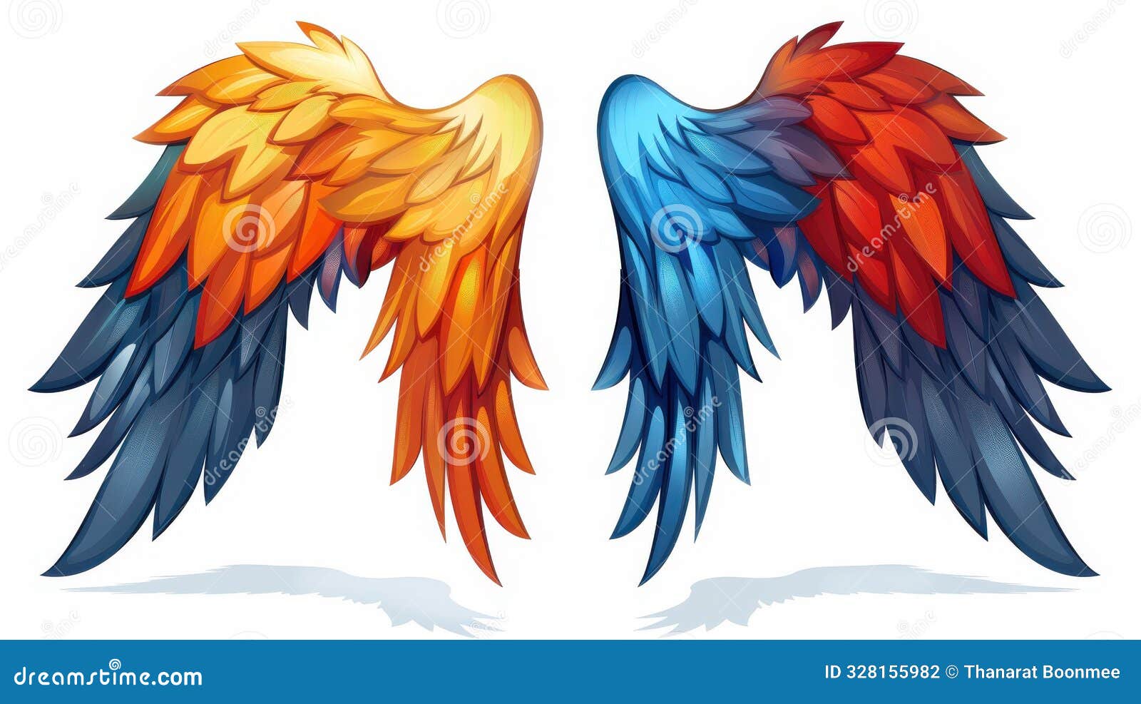 vibrant imagery of a colorful bird wing set on a clean background, perfect for enhancing any  project with natural elegance