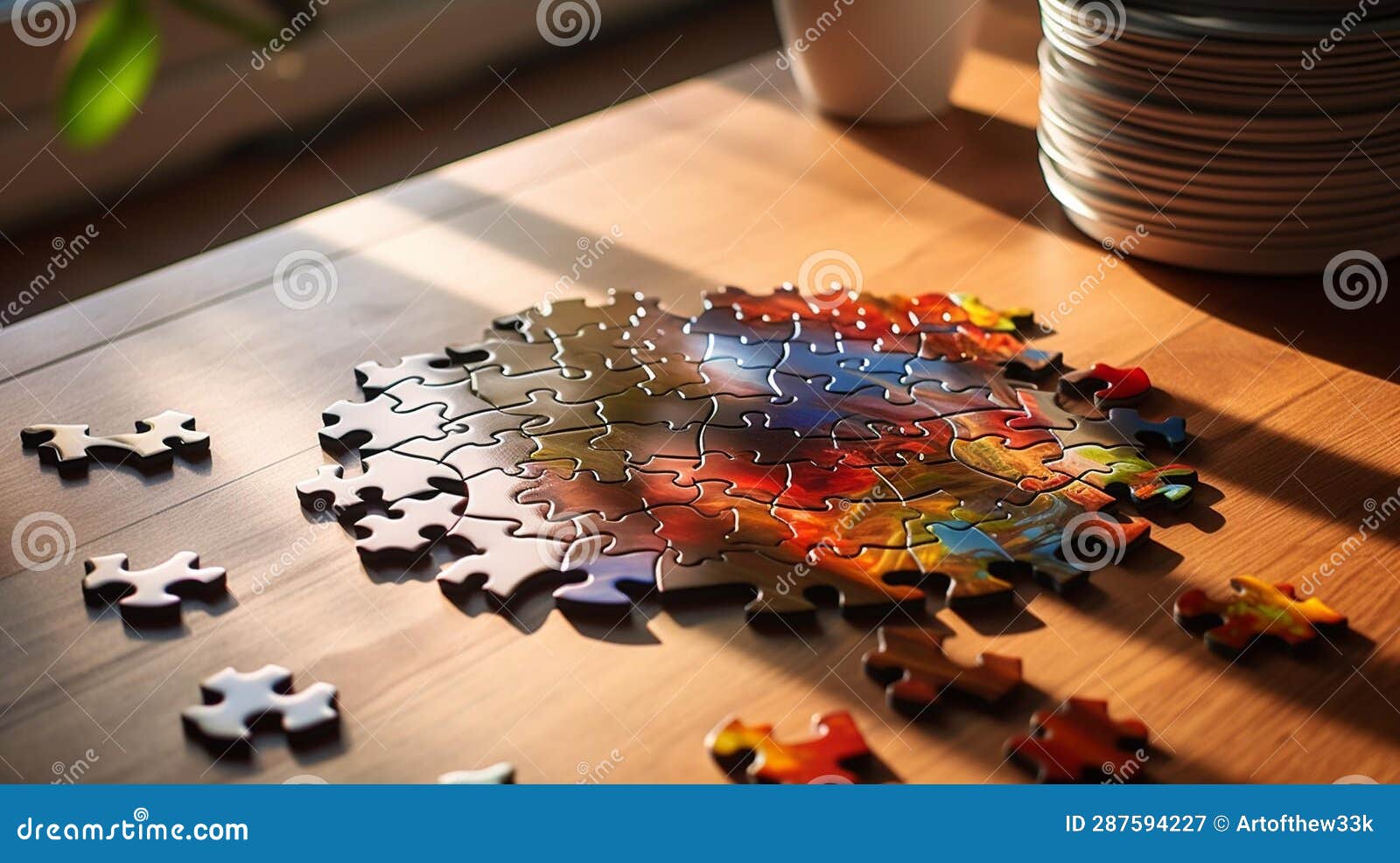 Vibrant Jigsaw Puzzle Competition Abstract Challenge in Modern Setting