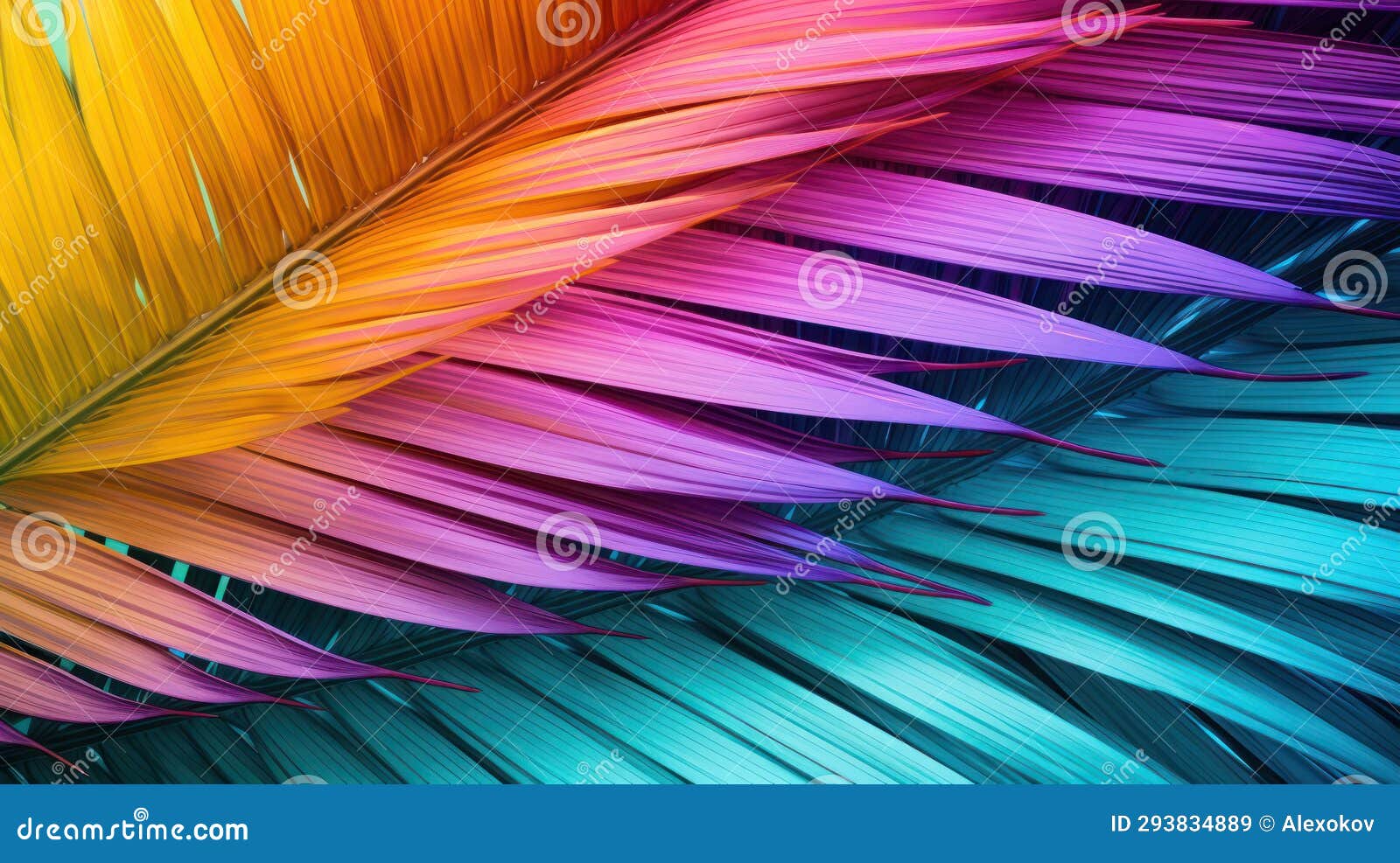 Vibrant Layers of Palm Tree Leaves AI Generated Stock Illustration