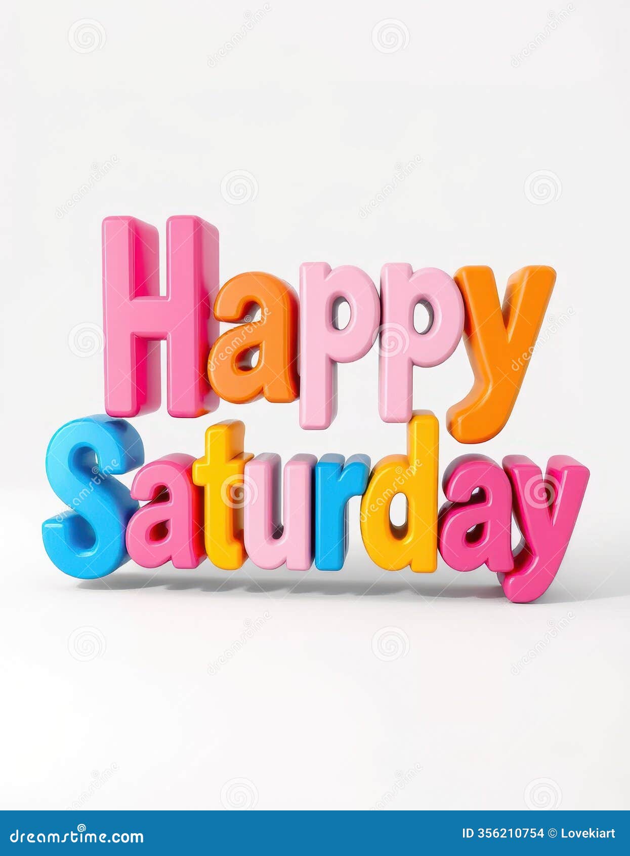 bright and colorful letters spelling happy saturday on a light background