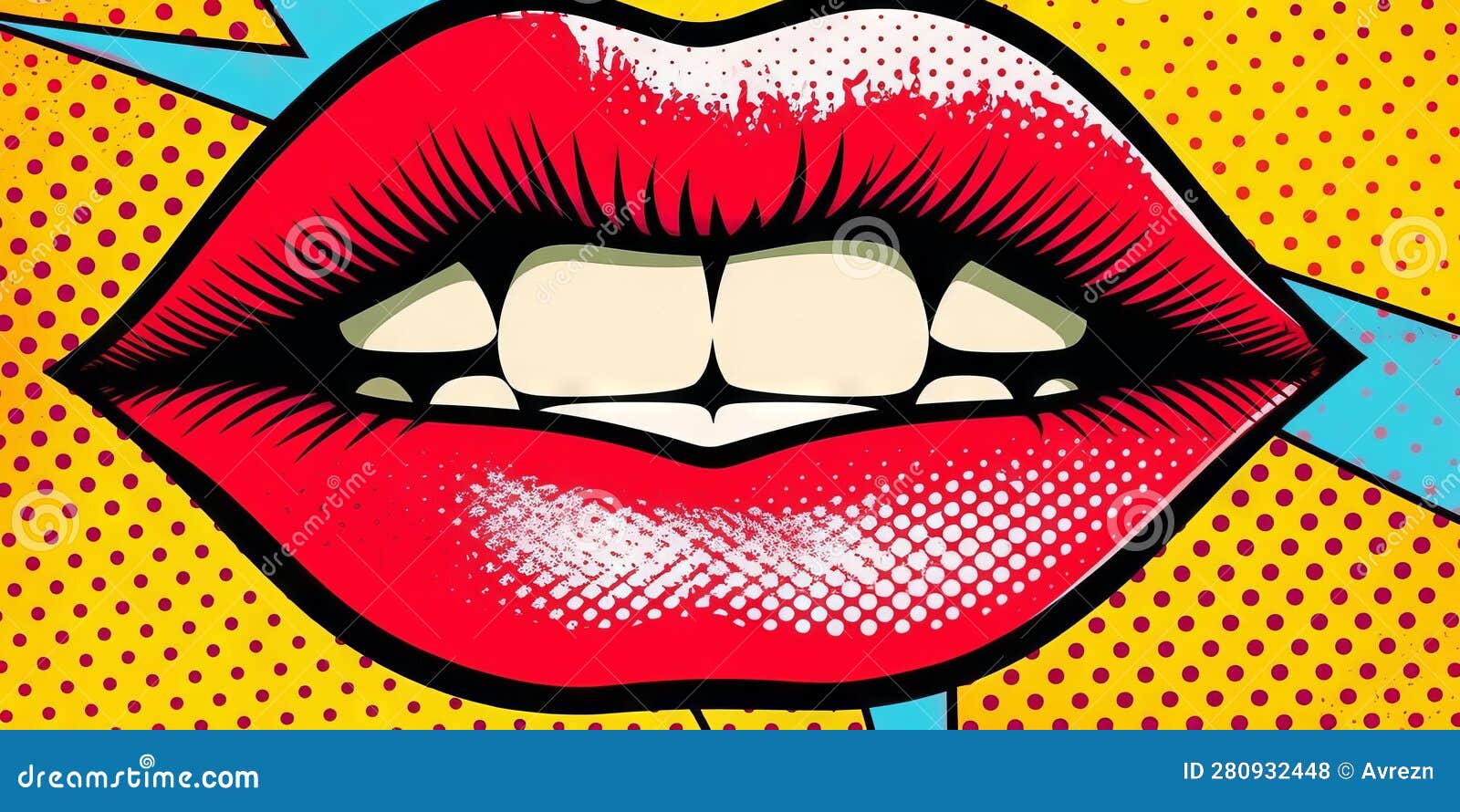 vibrant lips and colorful pop art background, an artistic portrayal of woman's allure, generative ai