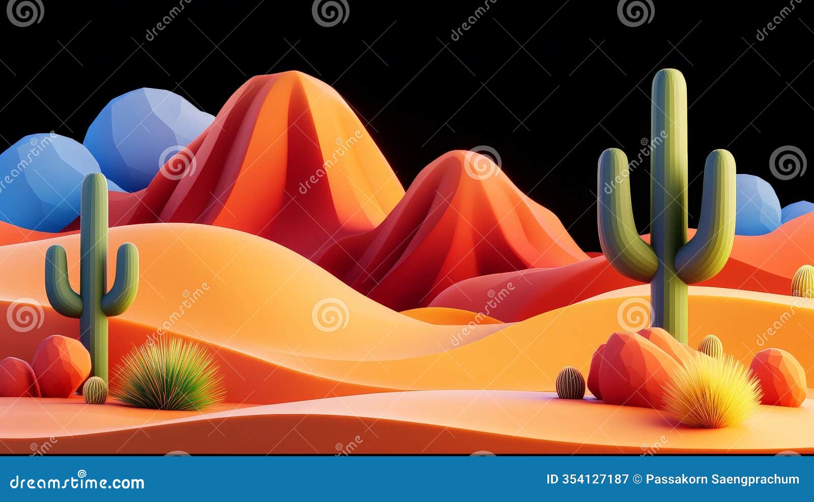 low poly 3d desert landscape render