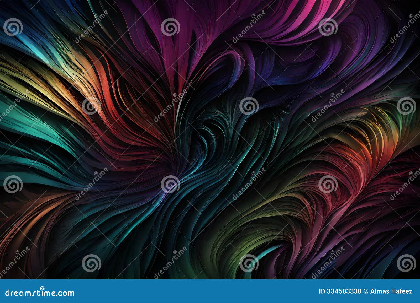 a vibrant mixture of rgb colors spiraling and blending around each other over a dark background. abstract art featuring dynamic