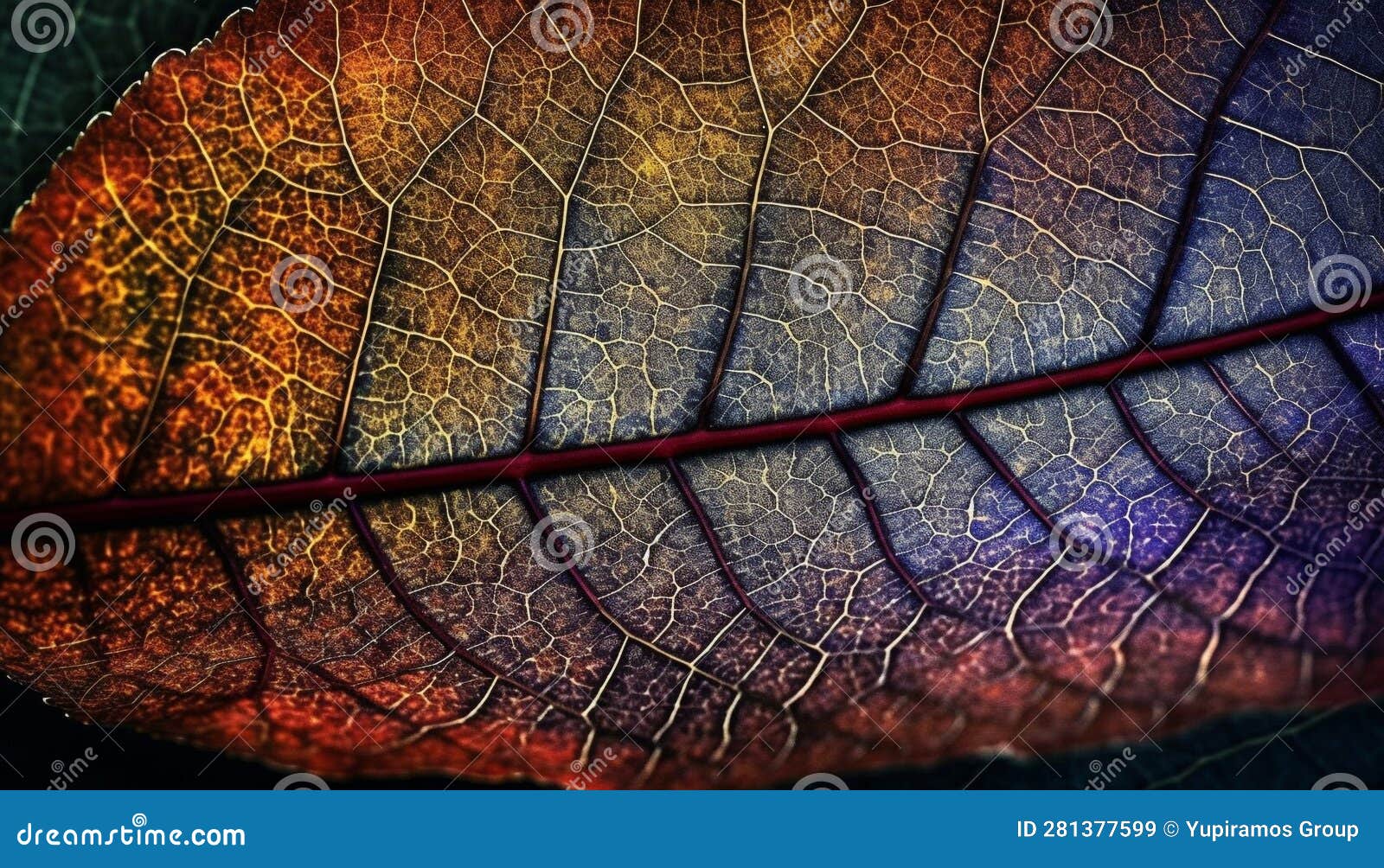 Vibrant Multi Colored Leaf Vein Pattern in Extreme Close Up ...