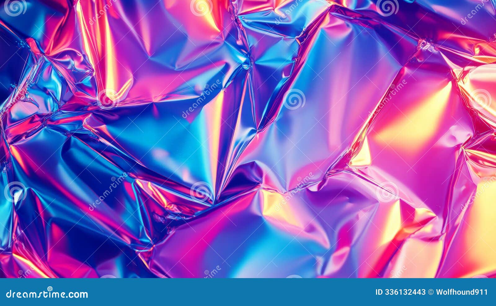 a vibrant, neon-colored poster texture, crumpled and folded at random angles, creating sharp,