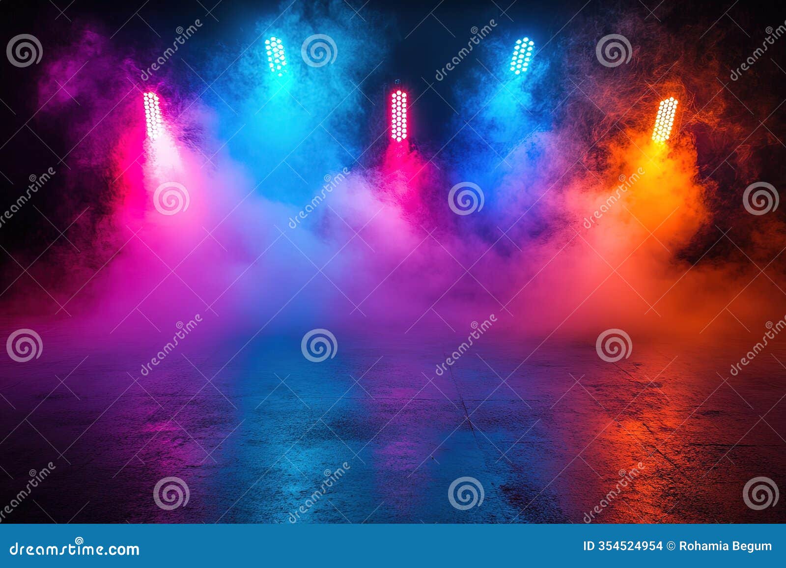 vibrant neon glow on dark concrete: empty urban space, perfect for futuristic s and abstract backgrounds city floor