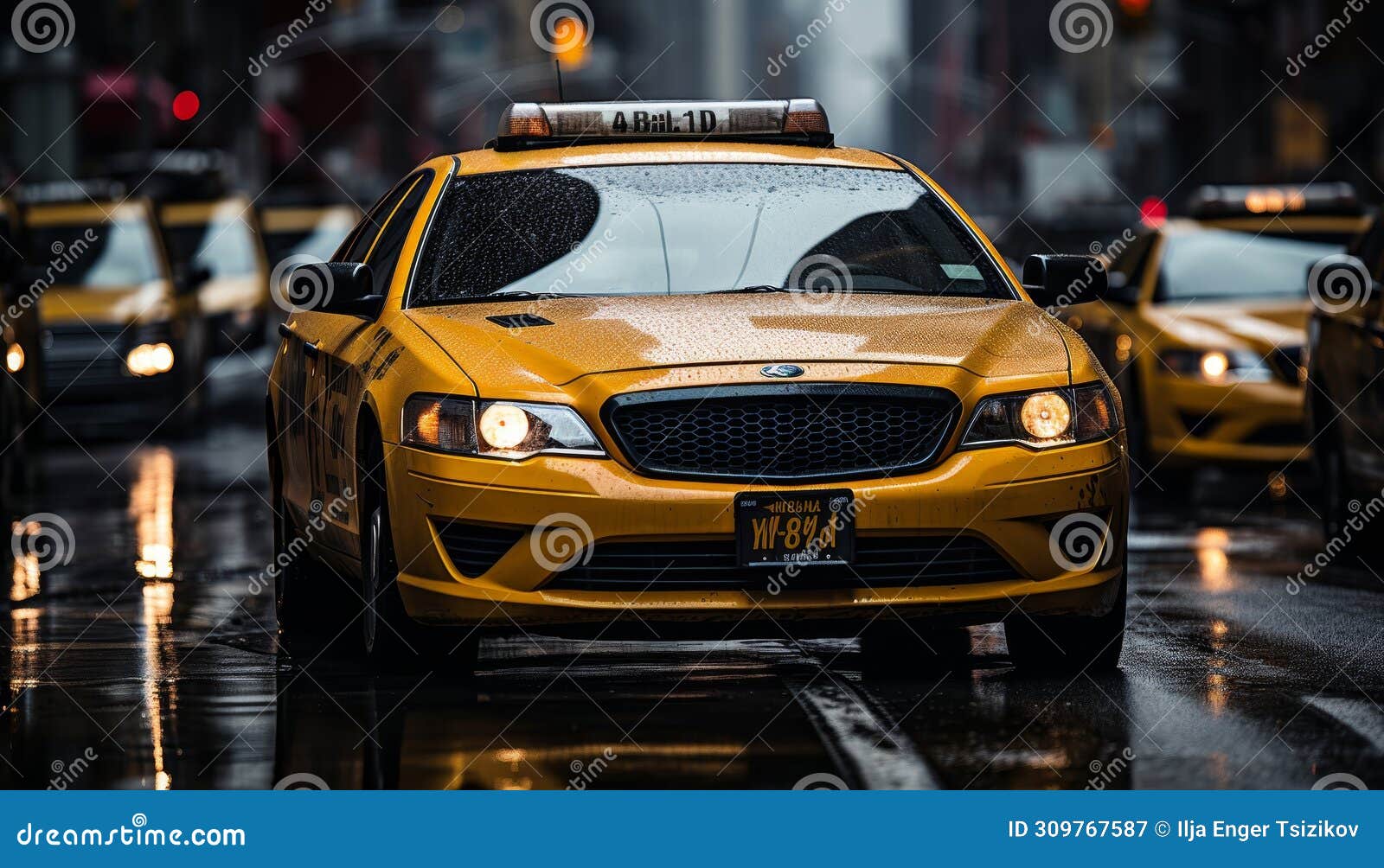 vibrant nyc street with blurry motion of yellow cabs in downtown 16k highquality urban image