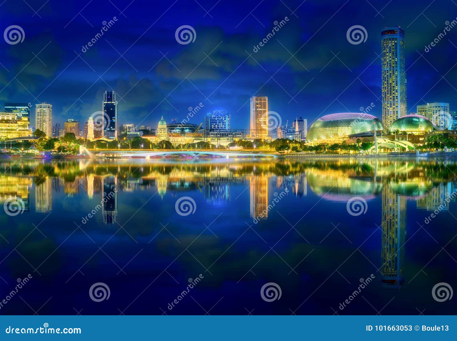Singapore skyline background. Vibrant panorama background of Singapore skyline at the business bay