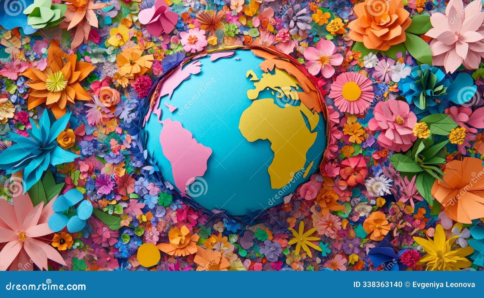 vibrant paper collage art of globe and humanity for eco friendly  projects and backgrounds