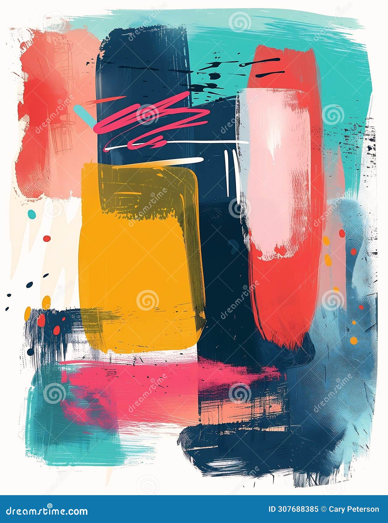 vibrant pastel streams: a large canvas of abstract black and yel