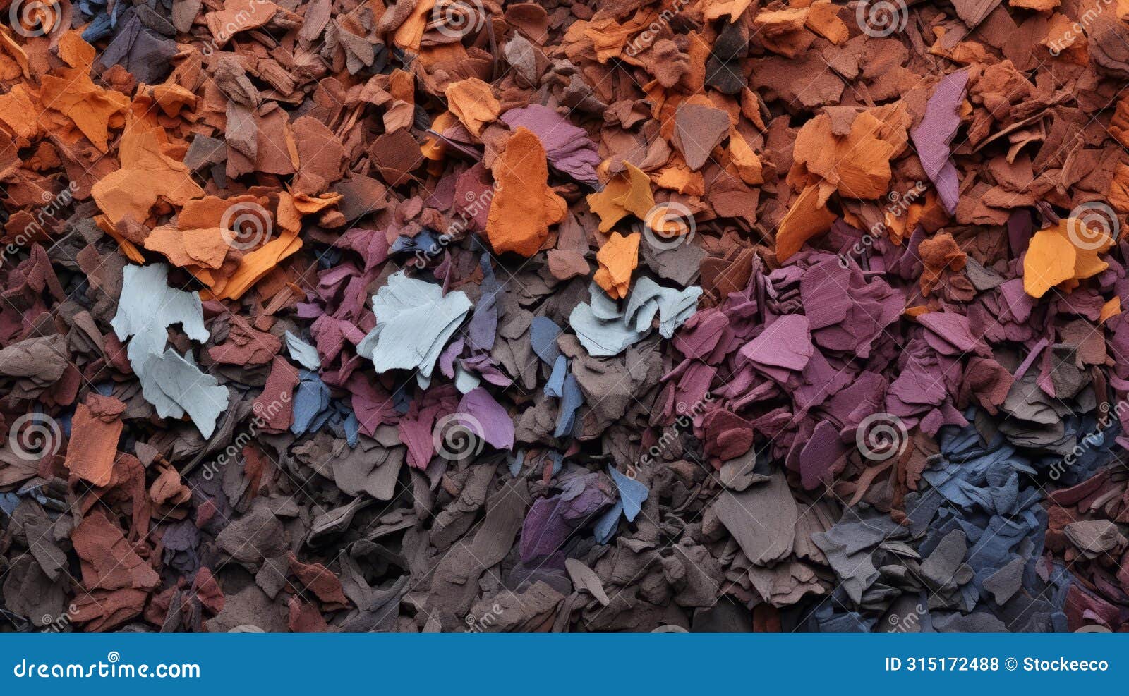 vibrant polychrome terracotta paper scraps: a textured fusion of colors
