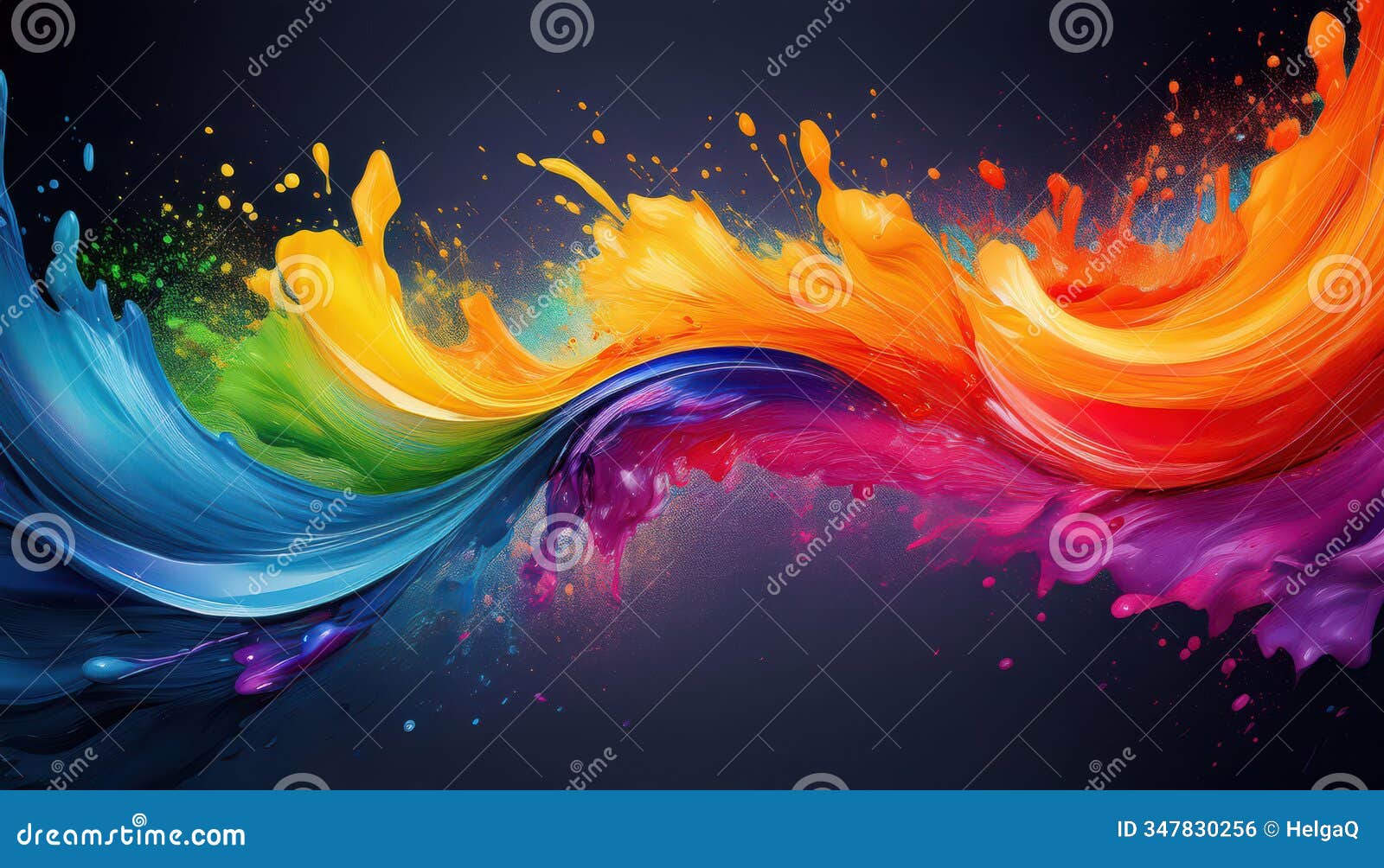 vibrant rainbow splash on dark surface displaying dynamic color explosion