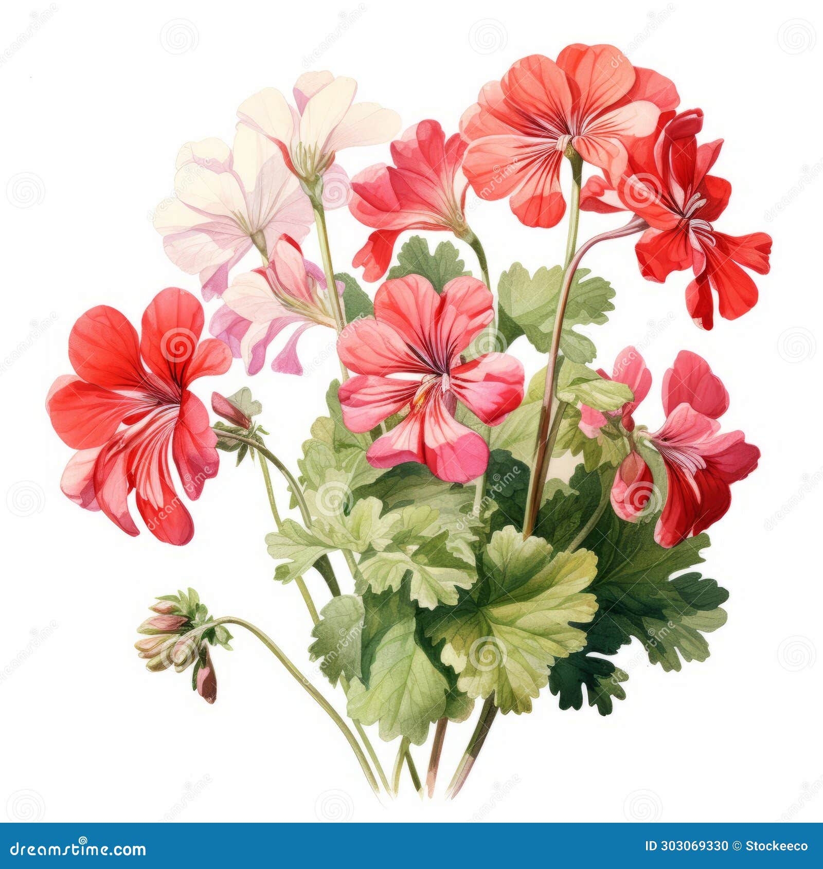 vibrant red geranium bouquet: nostalgic  with a naturalistic twist