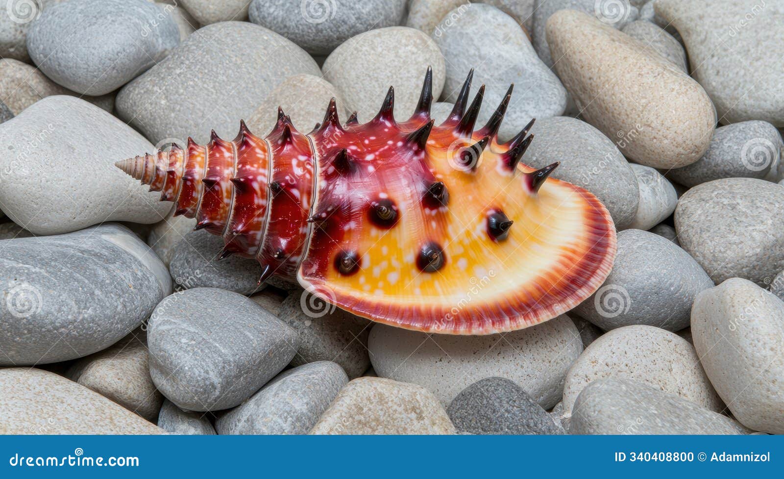 vibrant sea creature on smooth stones
