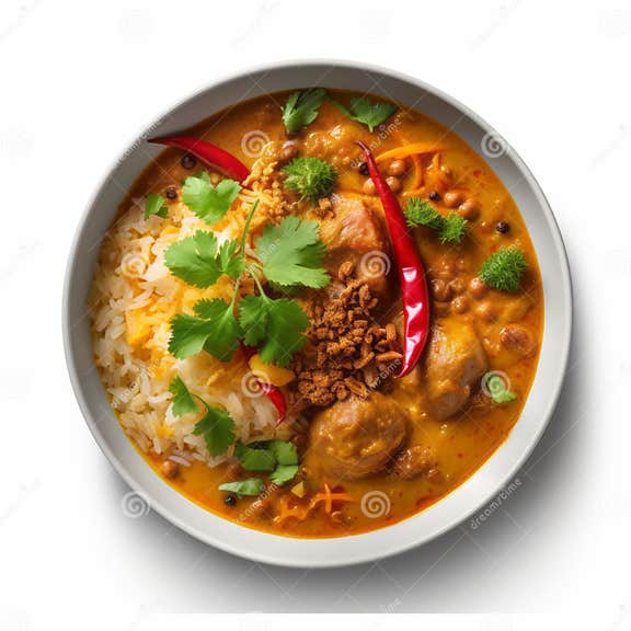 Vibrant Thai Curry and Rice Side View Image - Contest Winner Stock