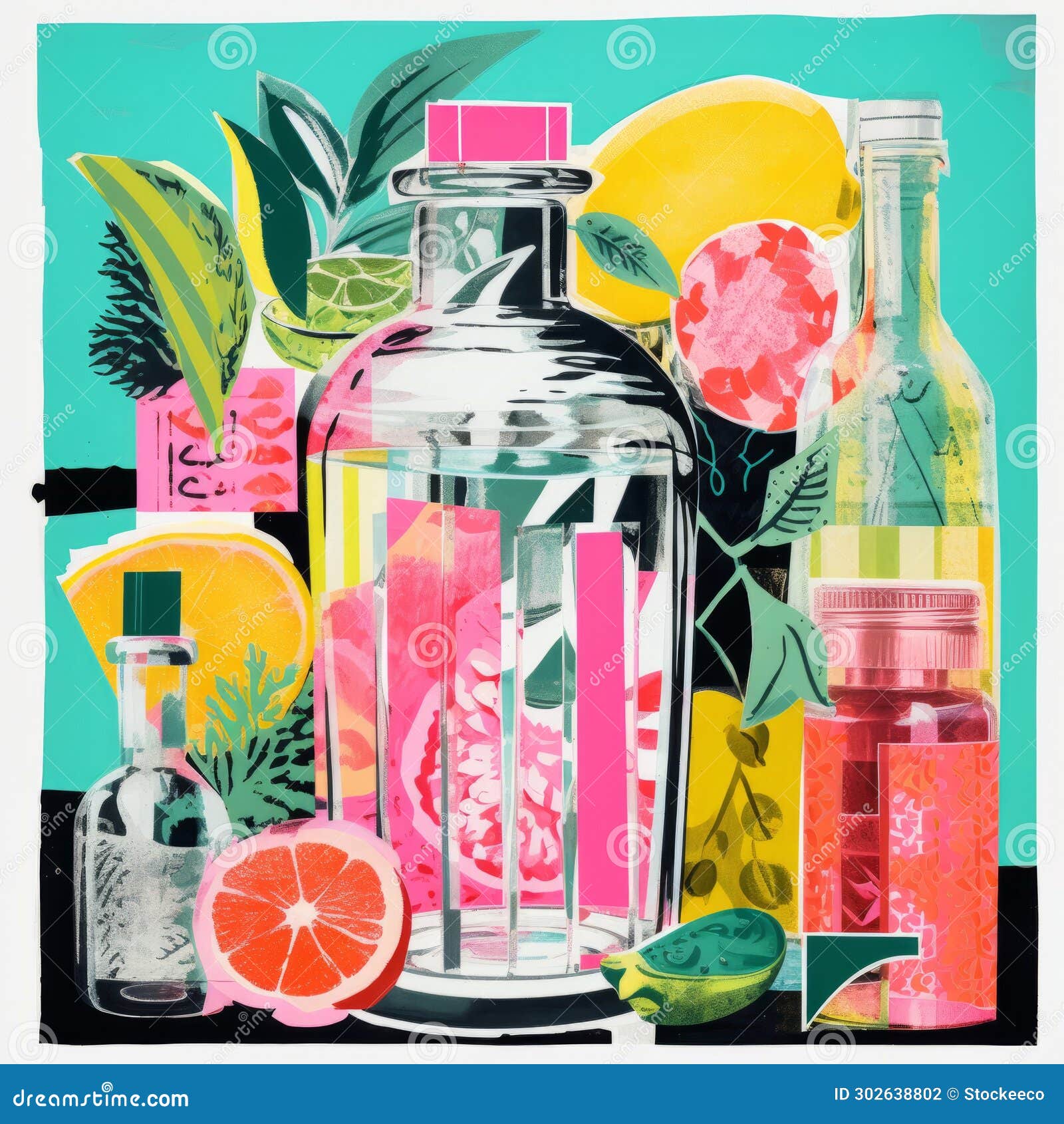 vibrant tropical drink s in the style of erik jones
