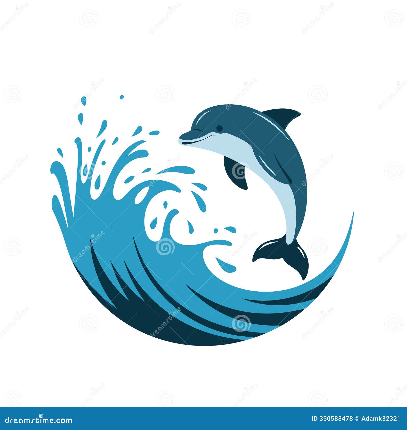 jumping dolphin  art with splashing ocean waves