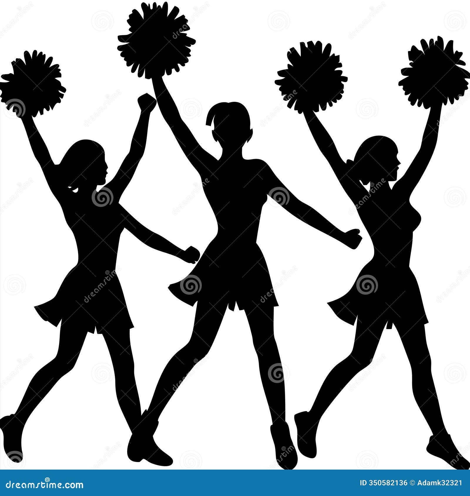 cheerleader silhouettes dancing with pom poms  art for team spirit and celebration