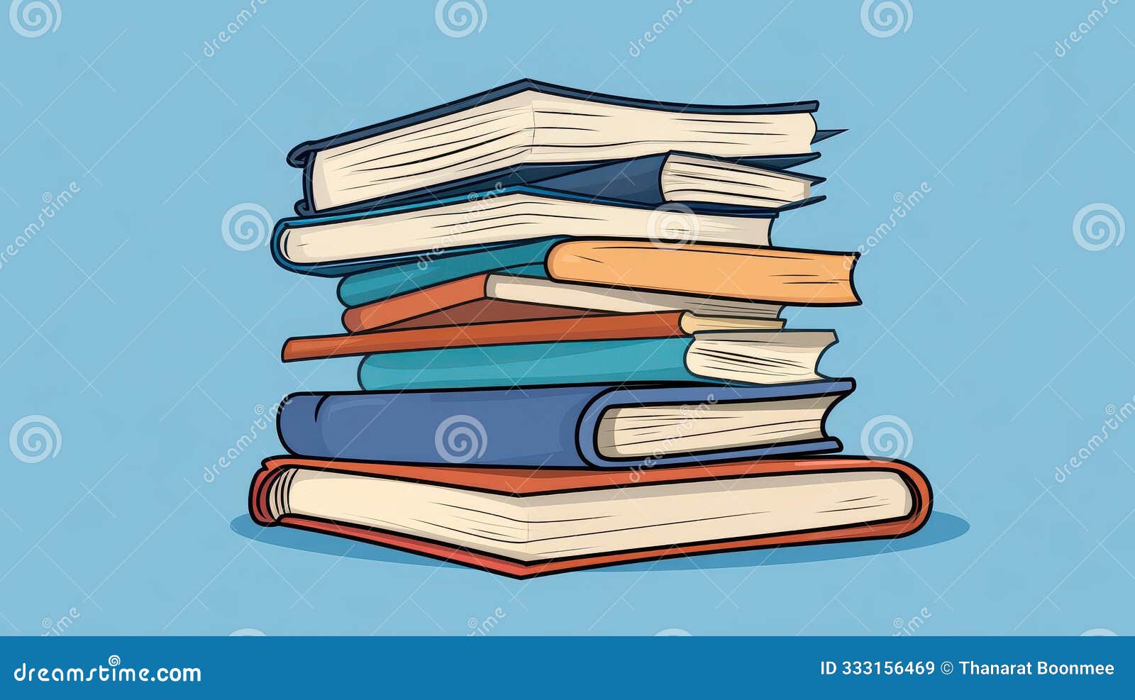 a vibrant  stack of colorful, cleverly folded books in a whimsical cartoon style, showcasing artistic flair and imagination