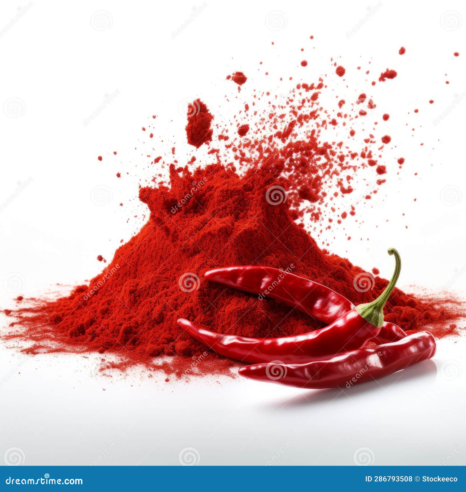 Vibrant Red Chili Powder on White Background High Definition Image