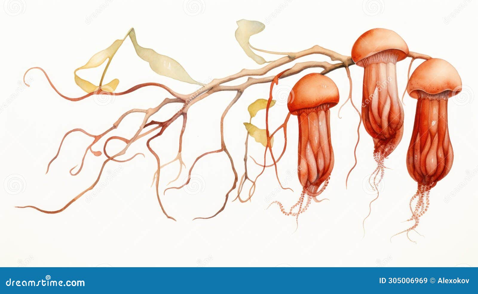 vibrant watercolor rendering of uebelmannia pectinifera on white background ai generated
