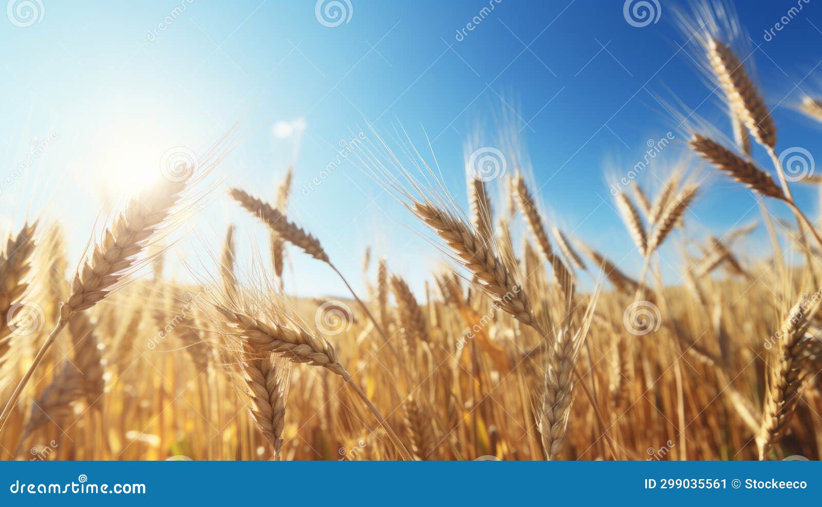 vibrant wheat field under a clear blue sky