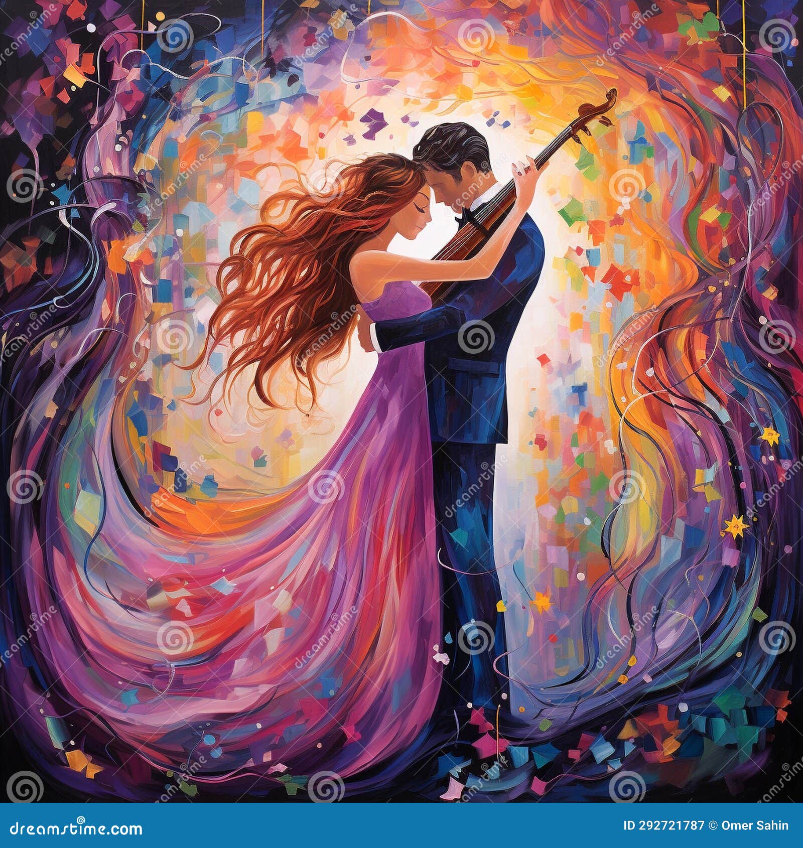 vibrant and whimsical art style: souls exchanging heartfelt vows in an enchanting setting