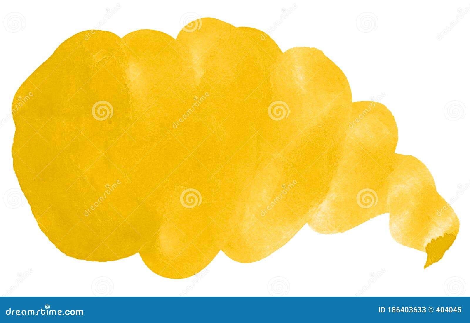 Vibrant Yellow Watercolor Cloud-shaped Stain, Isolated Place With