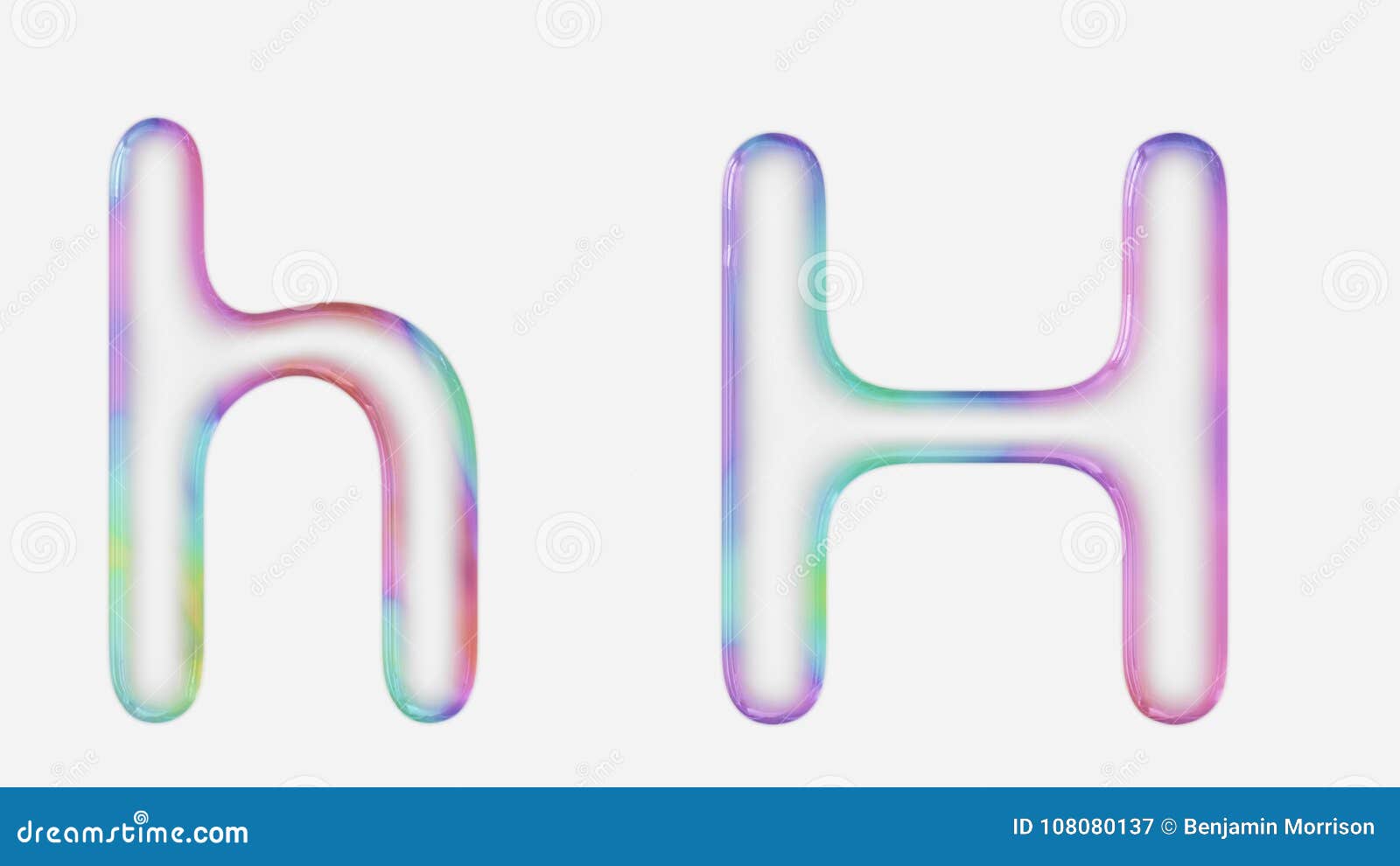 Vibrantly Colorful Upper And Lower Case H Rendered Using A Bubble