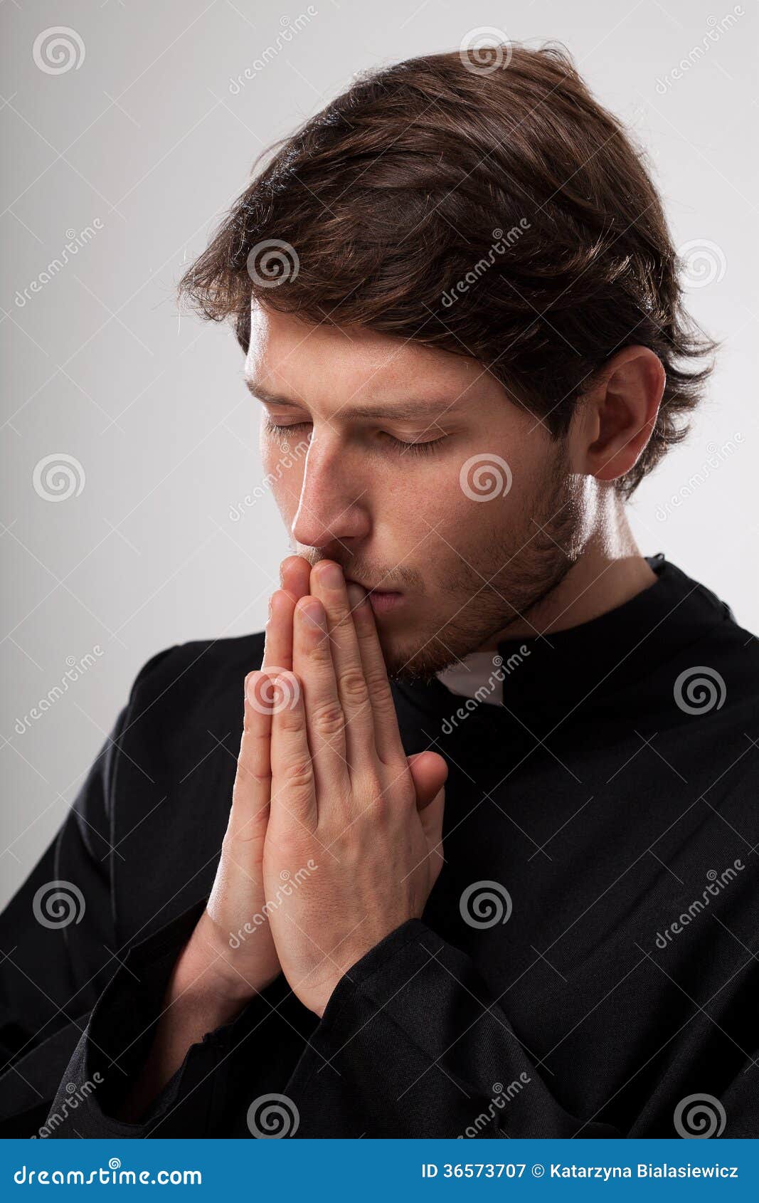 Vicar praying earnestly stock image. Image of white, contemplation ...