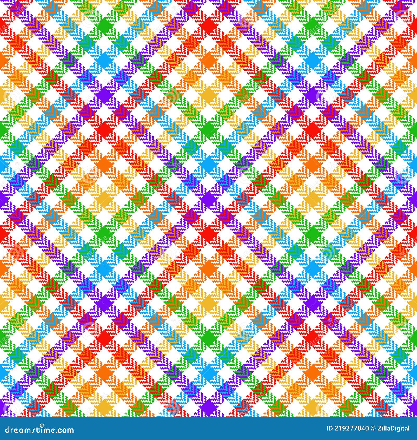 Vichy Plaid Pattern Rainbow Herringbone. Seamless Colorful Dark