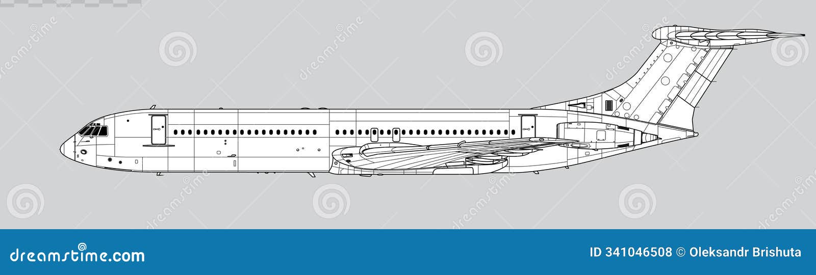 vickers super vc10 type 1150.  drawing of long range jet aircraft.