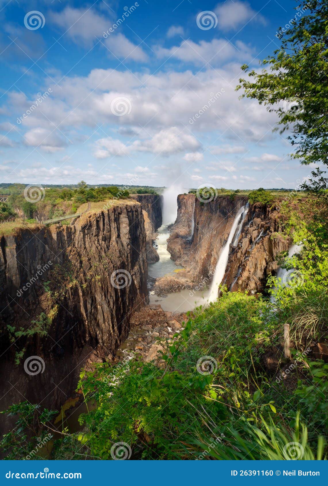 victoria falls, zambia, with blue sky