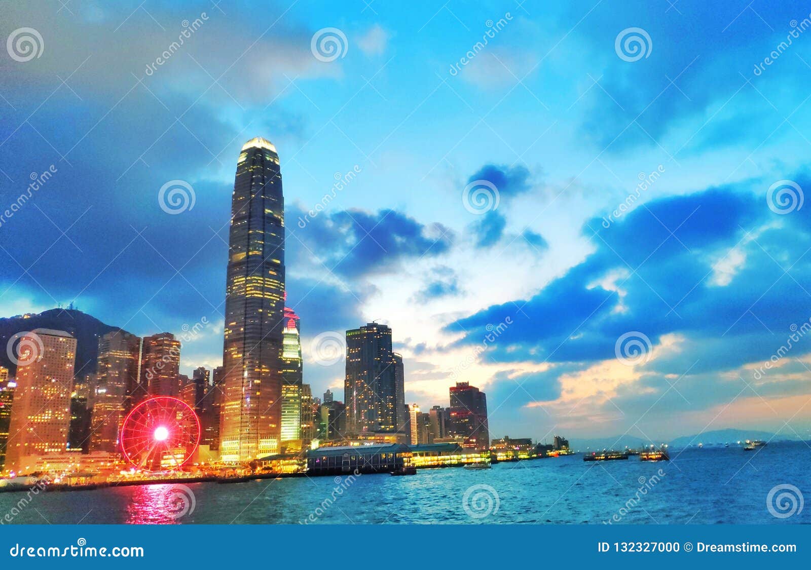 Victoria Harbour Night in Hong Kong Editorial Image - Image of scene