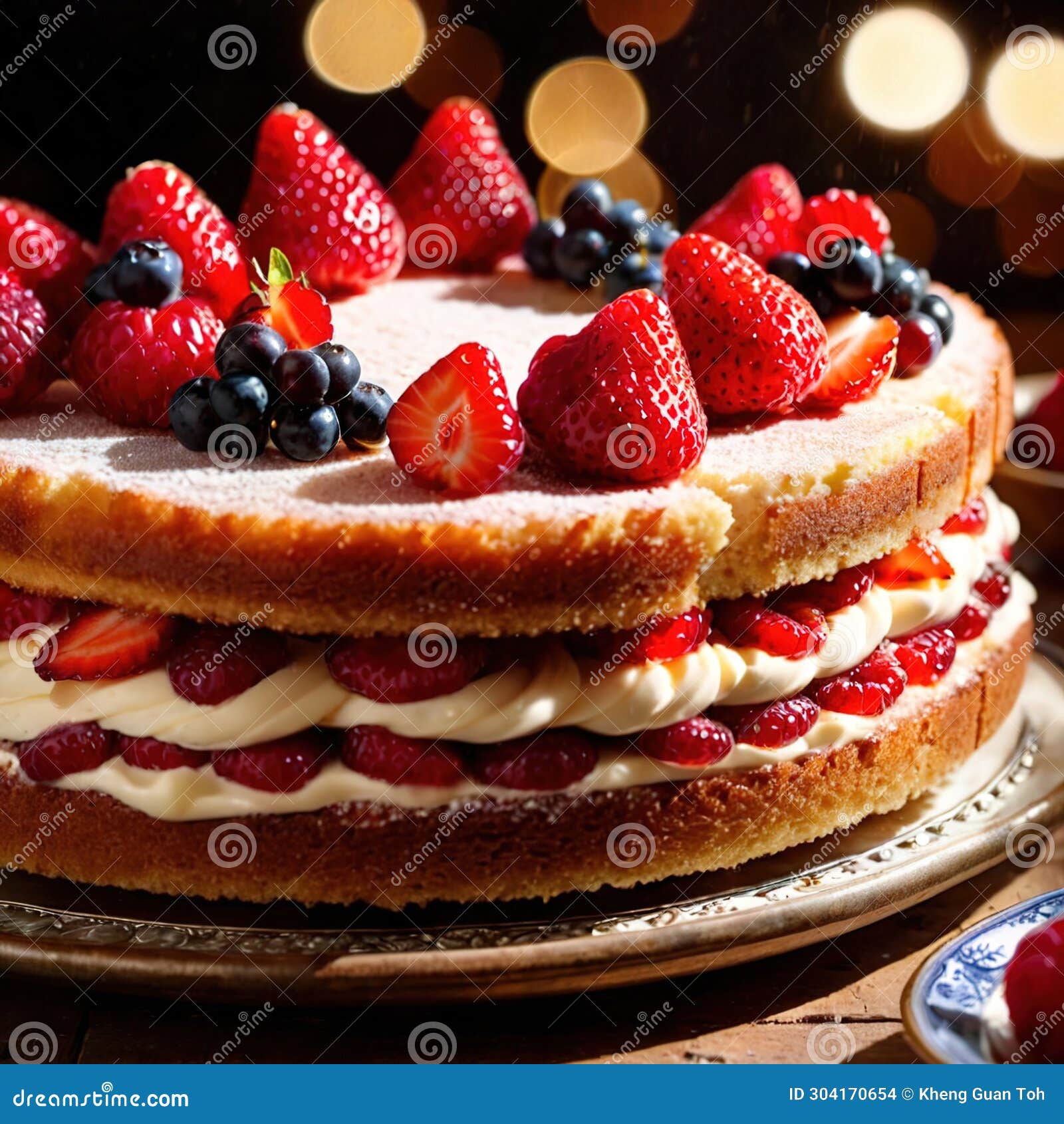 Victoria Sponge Cake , Traditional Popular Sweet Dessert Cake Stock ...