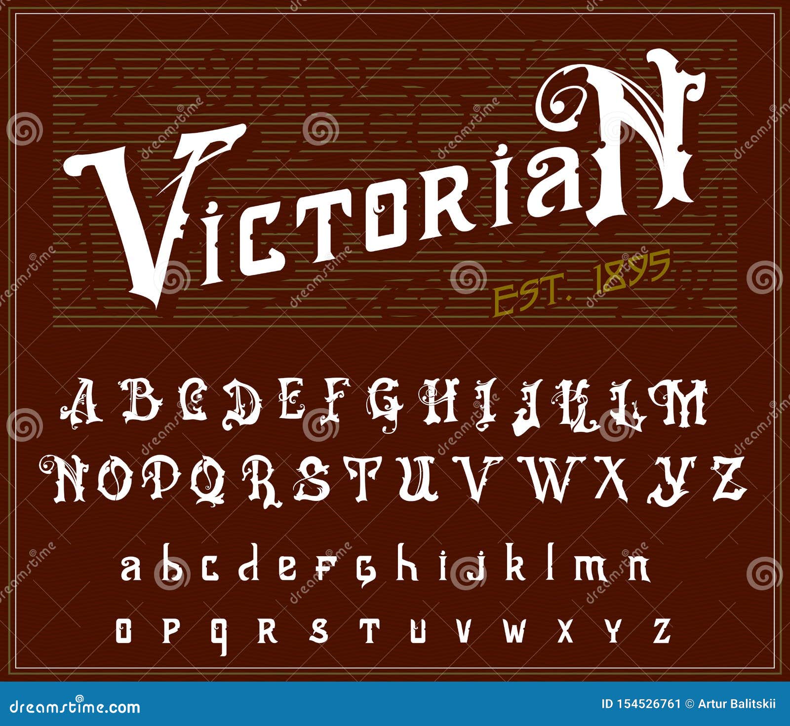 Victorian Alphabet in Ancient Style. Antique Old Font for Whiskey Label